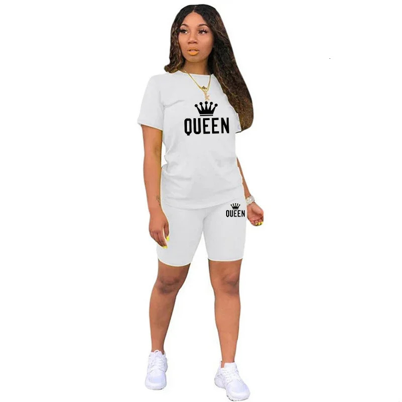 Summer Womens Tracksuit Queen Printing TShirtShorts 2 Piece Sets Fashion Casual Sportswear Clothing Jogging Short Suit 251018