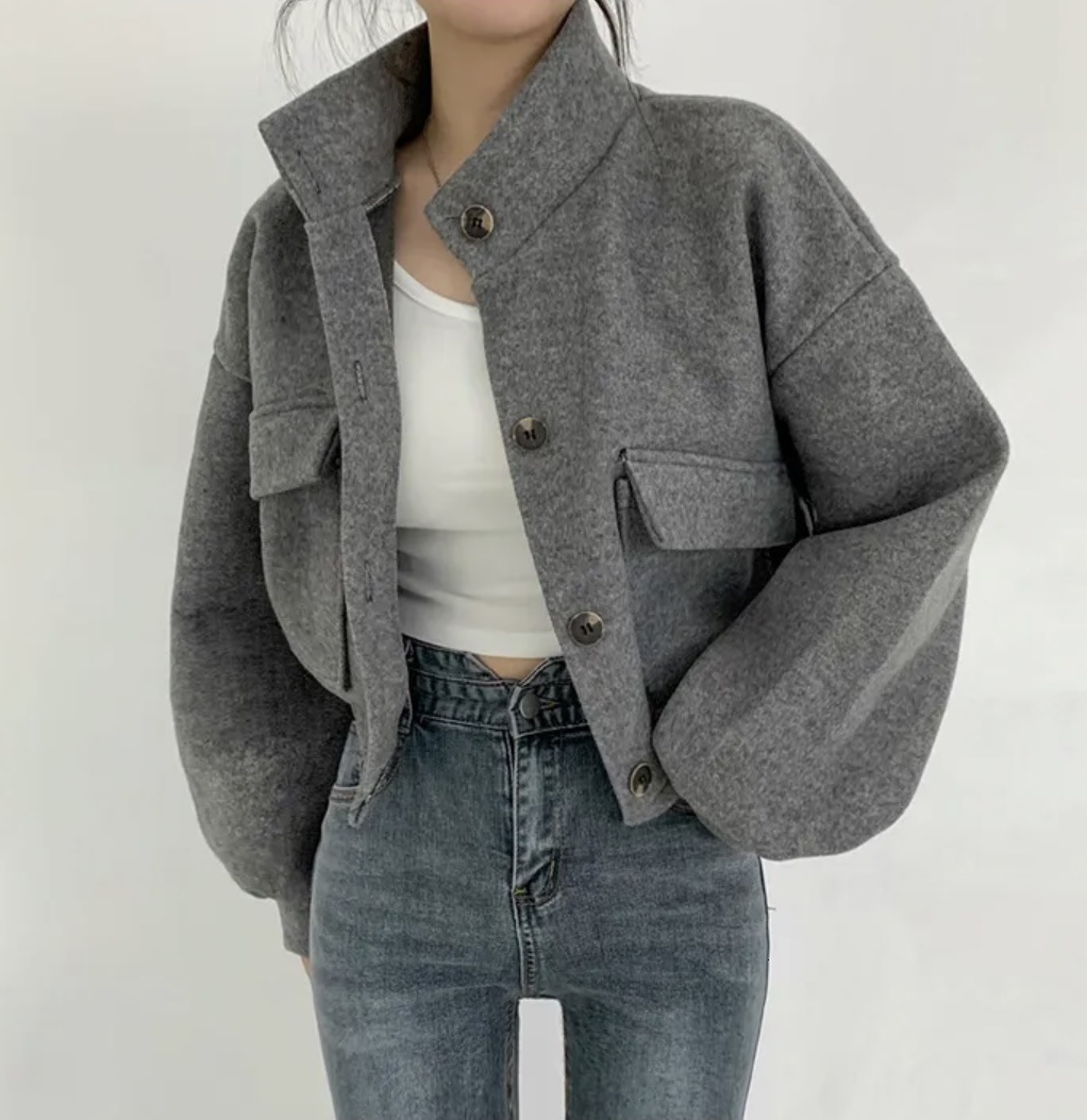 2025 Autumn/Winter New Top Cool Luxury Handsome design Korean style Stand up Collar Short Style Lazy Style Loose Designer Jacket Casual Women's W
