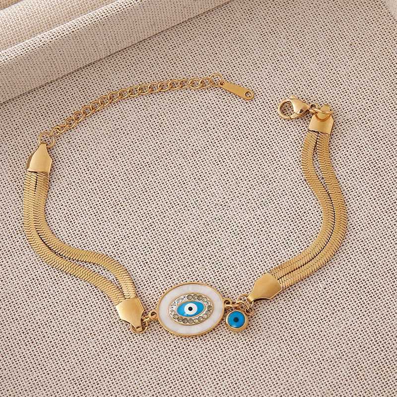 Stainless Steel Evil Eye Pendant Bracelet For Women Trend Crystal Zircon Jewelry Aesthetic Hand Chain Daily Romantic GiftXJ251018