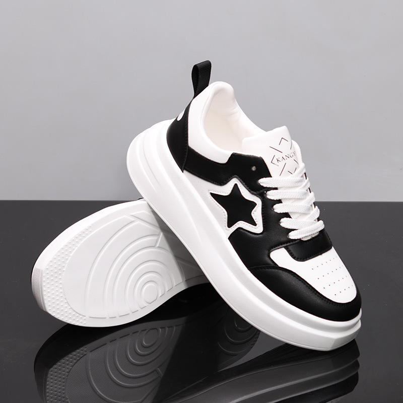 Designer shoes Autumn new leather thick soled casual shoes, height increasing and breathable sports board shoes for women and men size 35-44