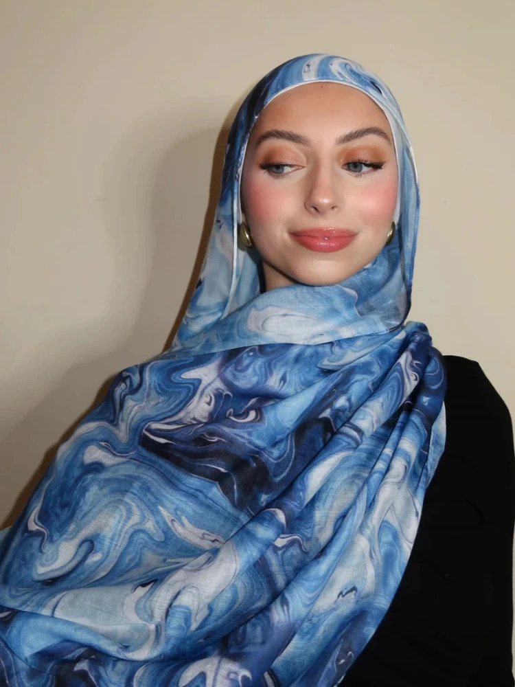 2025 Watercolor Floral Modal Hijab Scarf Breathable Soft Long Fashion Scarves Headscarf Paisley Print Muslim Hijabs for Women 251009