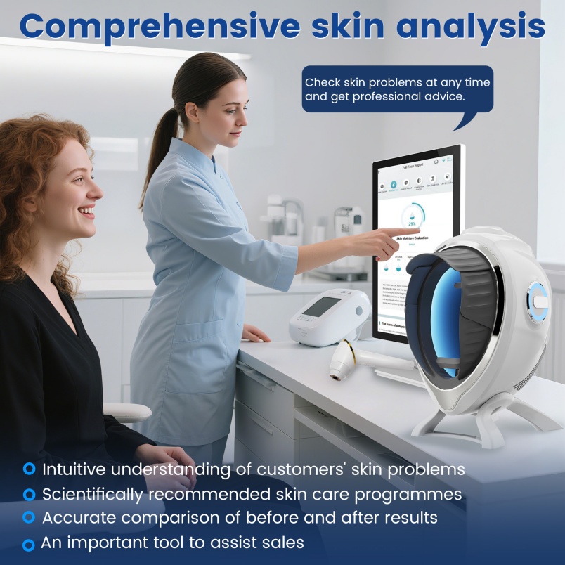 Skin Analysis 3D AI Facial Skin Analyzer Detection Skin Problem Diagnosis 8 Spectrum Facial Situation Diagnosis Machine