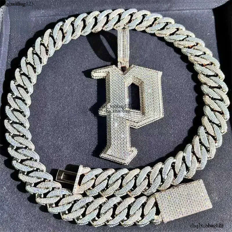 Customization Hip hop k Necklace White Gold Plated Iced Out Moissanite Dia Cuban Chain