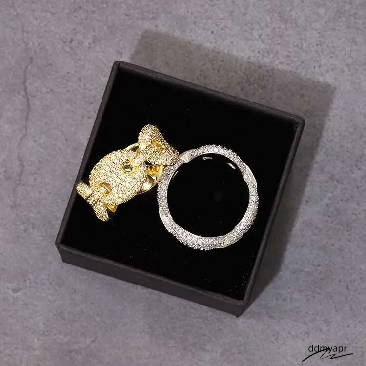 Moissanite Rings For Men: ddmyApr Sterling Sier Gold Plated Hip Hop Ring - Passes Dia Tester