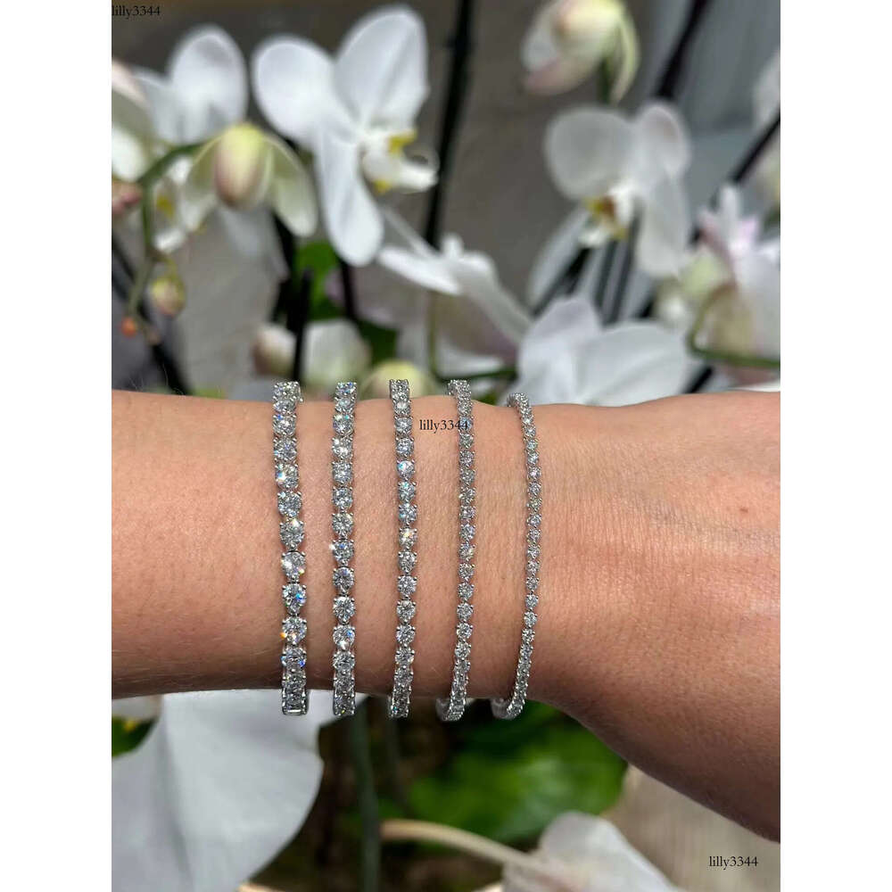 Iced Out 4mm VVS Moissanite Tennis Chain Sterling Sier Bracelet Men Women Charm Dia Jewelry