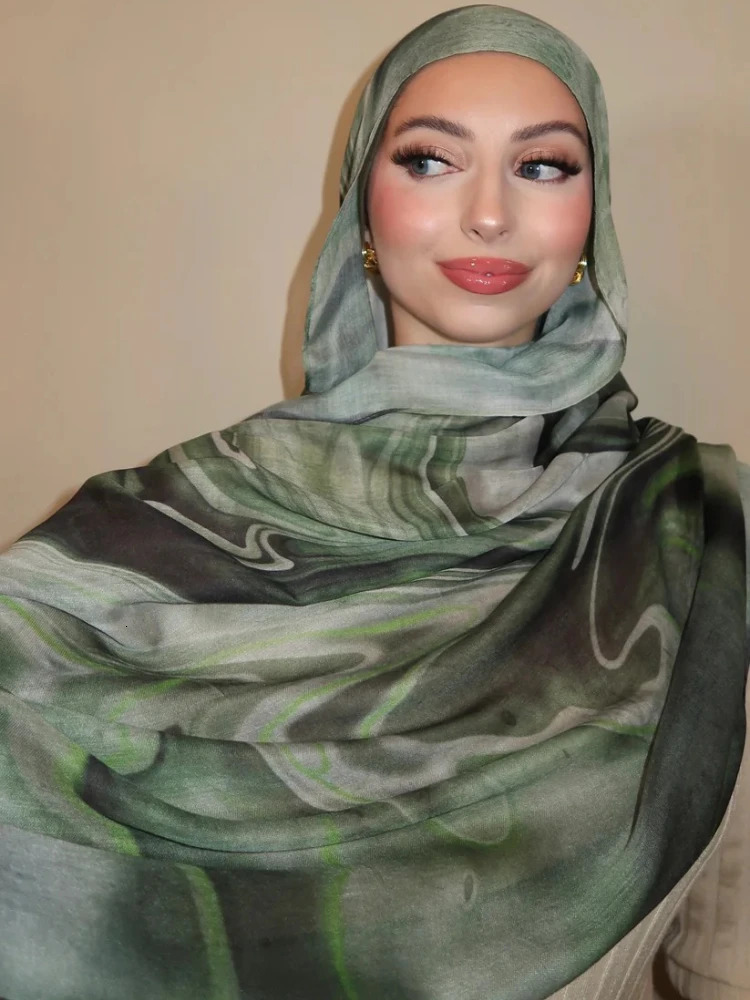 2025 Watercolor Floral Modal Hijab Scarf Breathable Soft Long Fashion Scarves Headscarf Paisley Print Muslim Hijabs for Women 251009