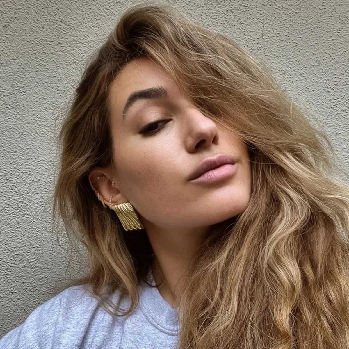 Uworld Statement Stainless Steel Sunnie Earrings Striking Ribbed Handcrafted Rust Proof Popular Versatile Daily Jewelry For Wome Y251018