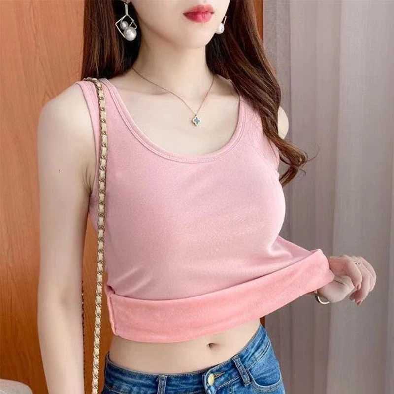 1pcs Womens Winter Thermal Underwears Top Lady Seamless Plus Velvet Sleeveless Vests Warm Female Undershirt Solid Sexy Lingeries T251018