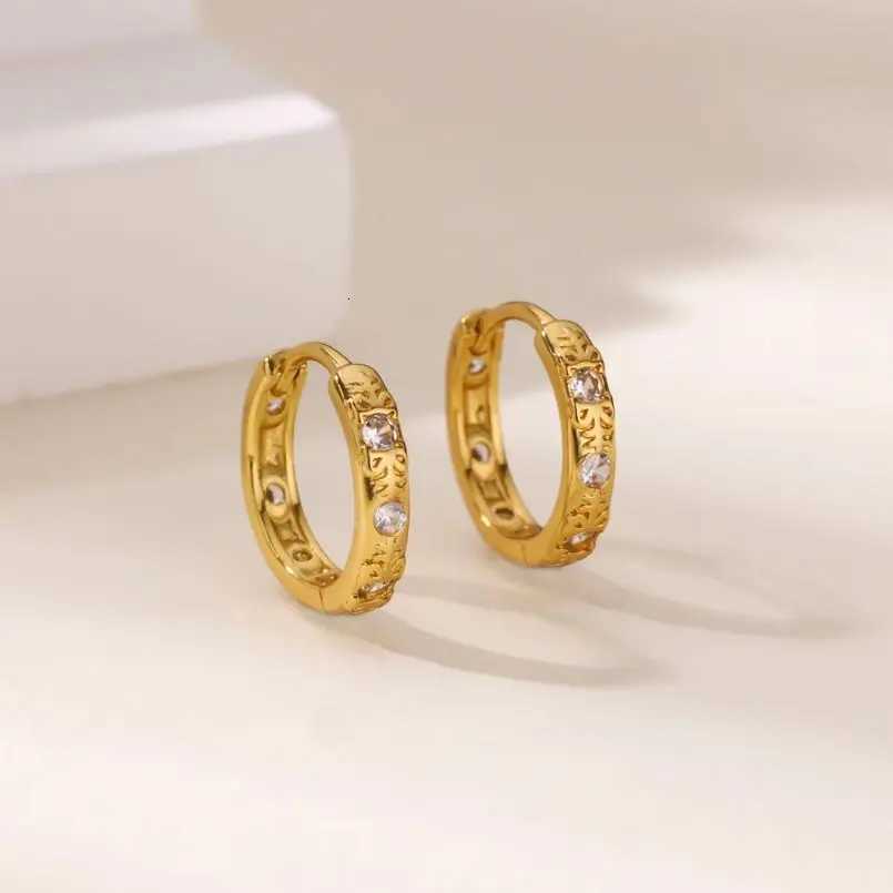 Stainless Steel Simple Circle Hoop Earrings for Women Fashion Gold Color Zircon Piercing Ear Accessories Aesthetic Jewerly Gift Y251018