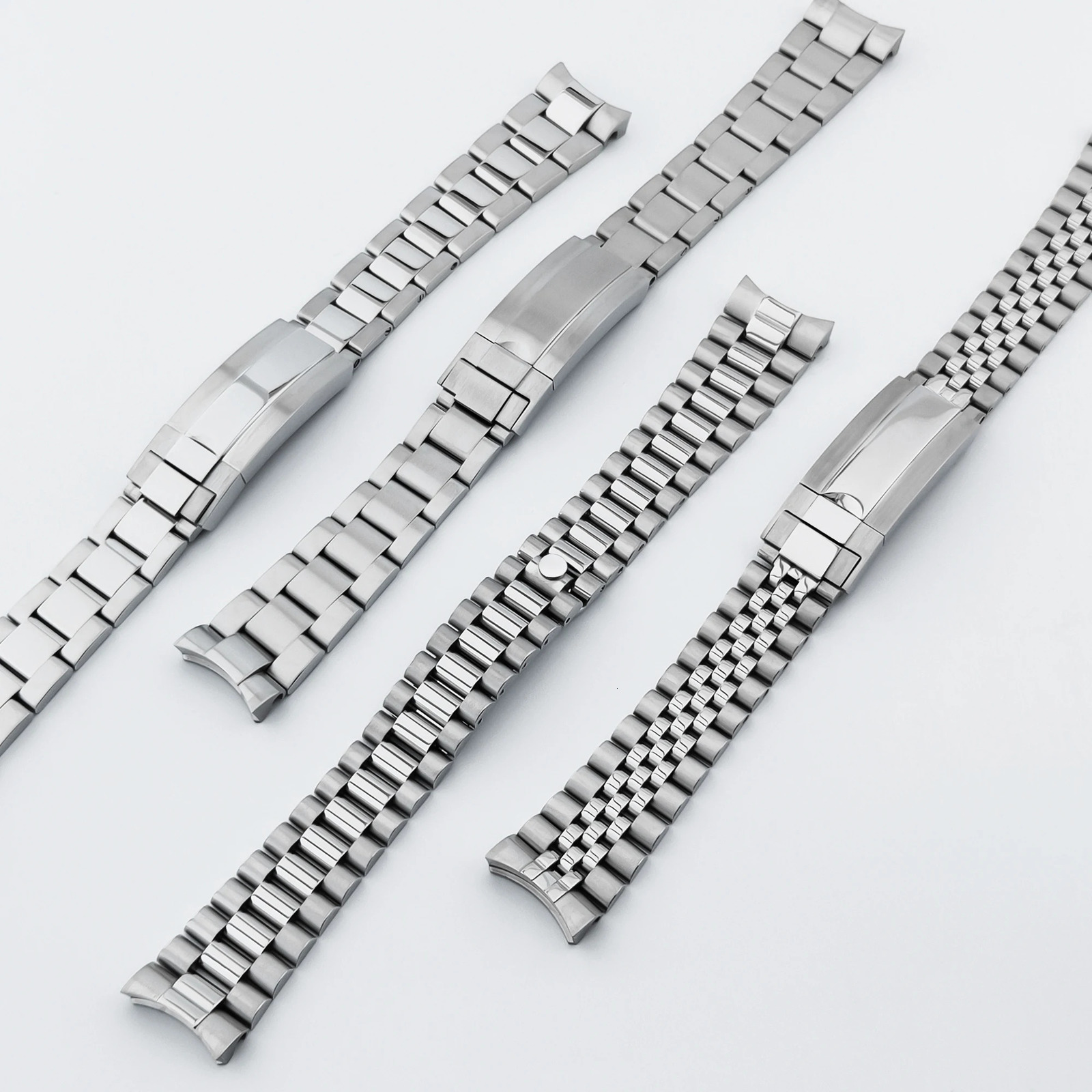 Neiton 20MM Silver Presidential Solid Bracelet 904L Stainless Steel Glide Lock Clasp Wristband for Sub Log NH34 NH35 Watch Case 251016