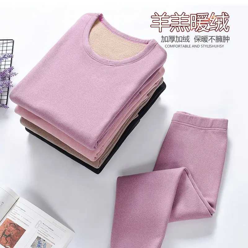 Thermal Underwear For Women Winter Warm thicken lamb fleece high elastic Long Johns bottoming Two Piece Sets Thermos Clothing T251018