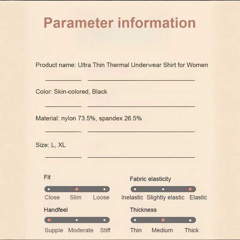 Womens Autumn and Winter Round Neck Seamless Elastic Thermal Underwear Comfortable Base Shirt T251018