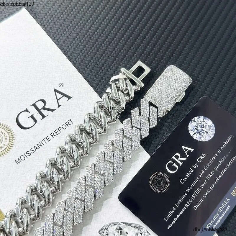 cuban k necklace 3 row moissanite 20MM W gold chains for men prong chocker s personalize iced out chain hip hop designer jewelry gift