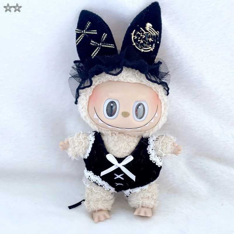 1715cm Suitable for labubu cloth first second generation black chiffon dresses Dolls Clothes cute wing Dolls Accessories giftsT251018