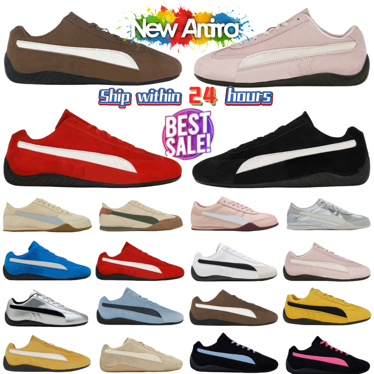 Designer Ballet shoes womens casual Speedcats shoes mens summer Driving shoes Suede sneakers ladies dancing shoes Silver Black white Germany Bella leather shoe