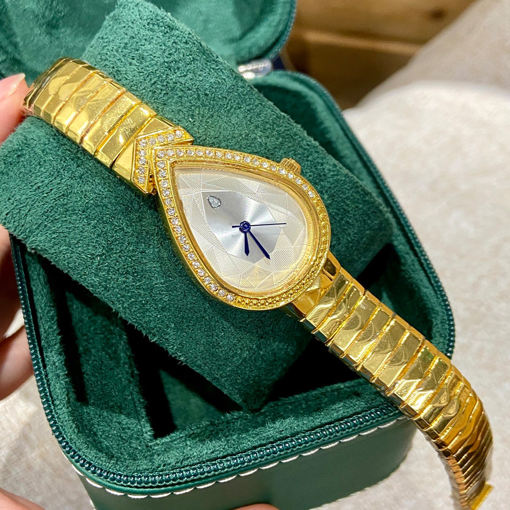 2025 New Style Snake Head Watch, Best Selling women Wristwatch High-Quality Diamond Bezel Water-Drop Steel Strap Factory Direct Sales Multiple Colors Comes with Box