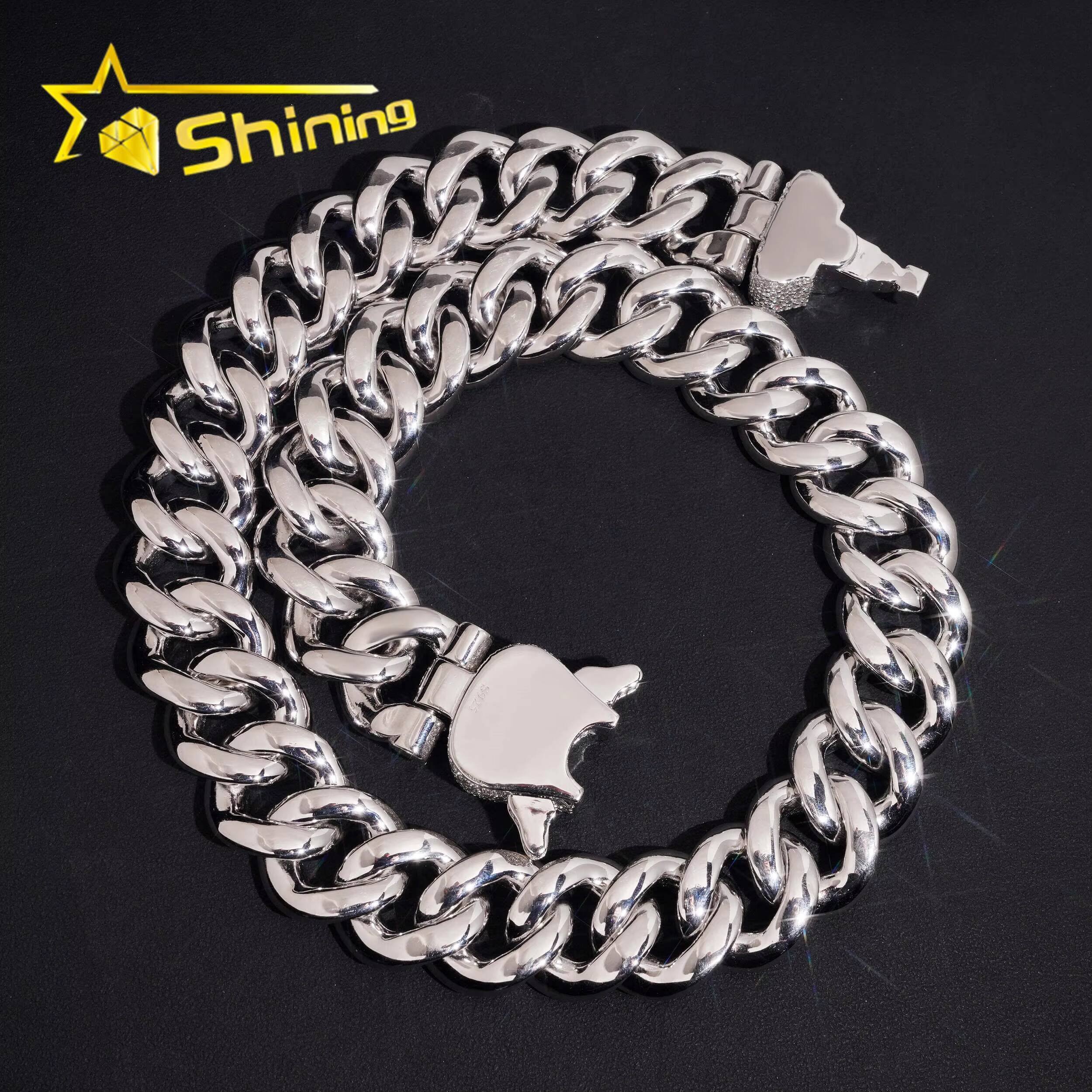 Rapper Jewelry 925 Silver Hip Hop Mosaic Set Customized Trend Lock 24mm Moissanite Diamond Iced Out Cuban Lidynamic Chain