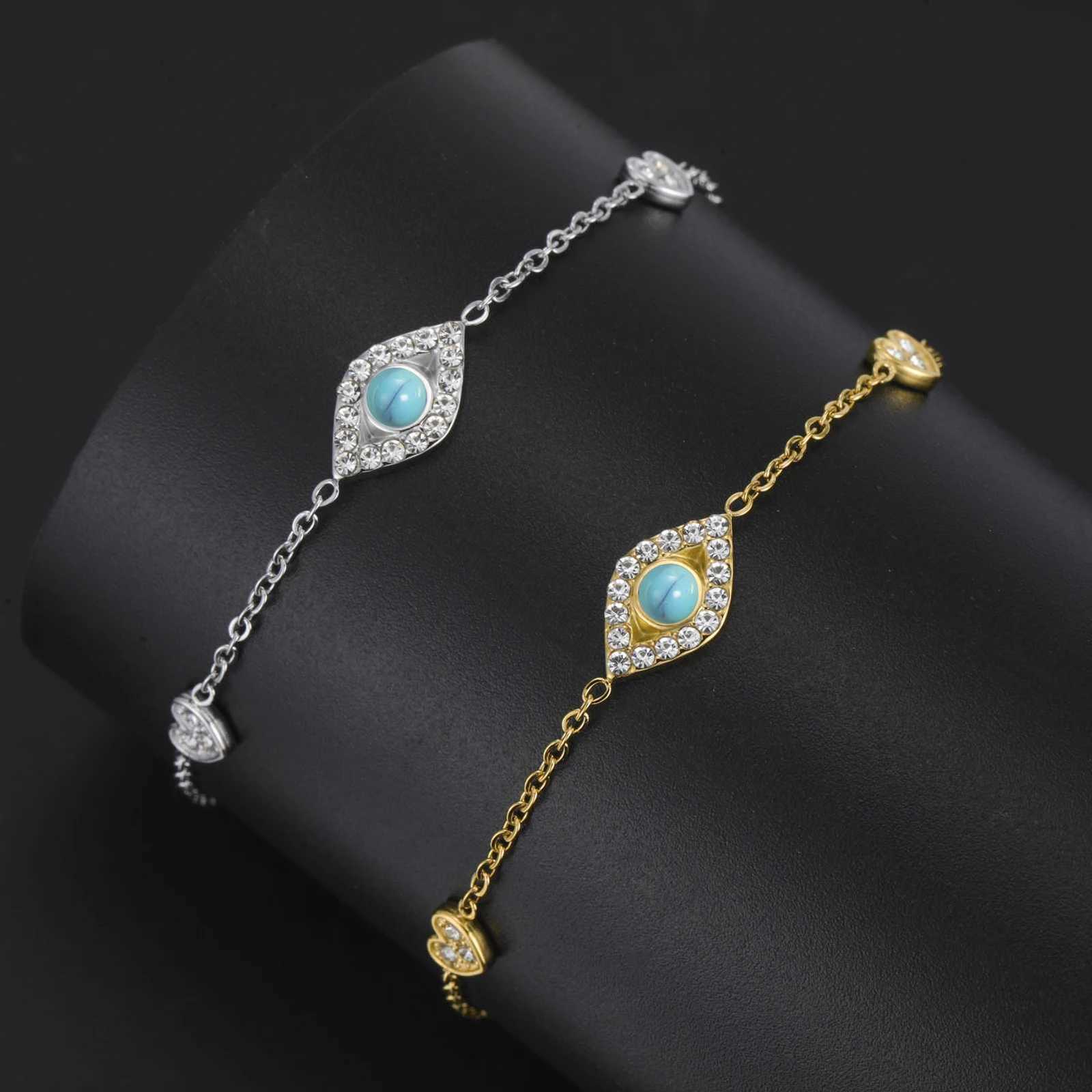 Teamer Zircon Devils Eye Love Heart Composite Style Charms Bracelet Women Stainless Steel Gold Color Jewelry Wholesale 2025 NewL251018 H260202