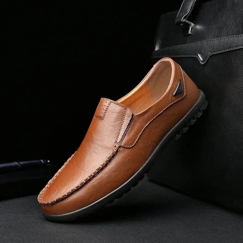 Men Dress Shoes Natural Leather Mens Shoes Sale Formal Shoe Mens Cowhide Italian Genuine Leather Loafers Footwear Casual 251013