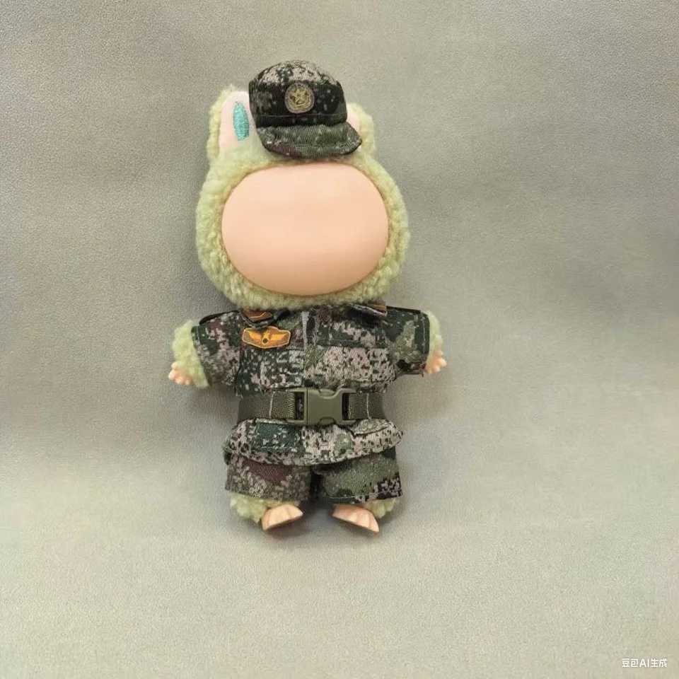 Anime for 17cm Labubu Doll Outfits Designer Luxury Doll Clothes Plush Toys Military uniform Set Soldier Clothes Accessories GiftT251018