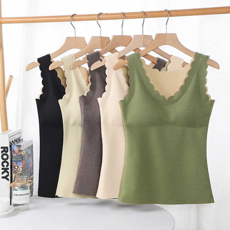Women Thermal Underwear Bras Tops Female Sexy Inner Wear Ladies Warm Tank Top Removable Pad Deep V Winter Clothing Undershirt T251018
