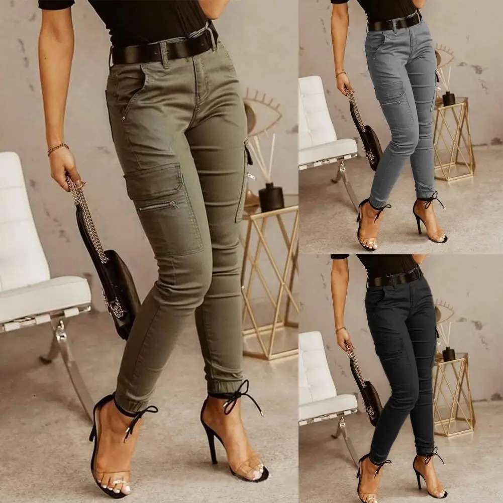 Women Pants Low Waist Soft Slim Solid Color Ankle Tied Cargo for Dating 251017