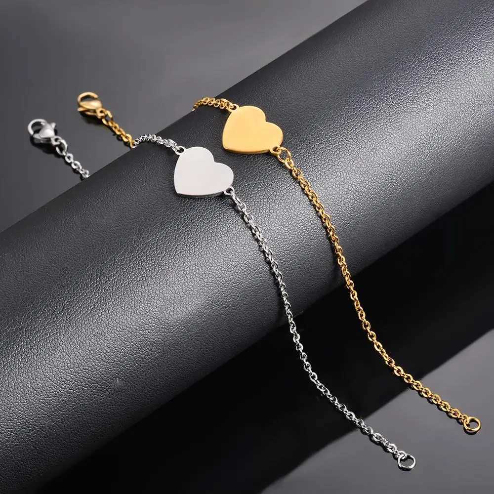 Dropshipping Custom Engraved Simple Heart Bracelets Gift For Women Romantic Jewelry Accessories Stainless Steel Chain BraceletL251018 Z260313