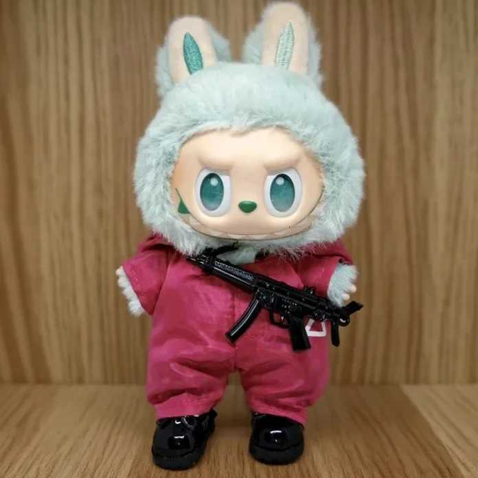 Fashion 15 17cm For Labubu Doll Luxury Jacket Clothing Toys Korean Kpop Idol Squid Jumpsuit Cool Black Mask Clothes AccessoriesT251018