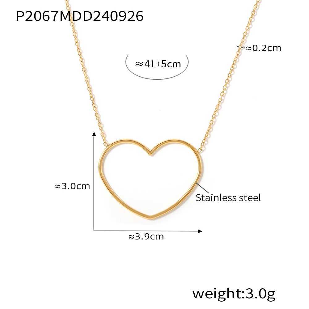 Women Simple Big Heart Love Pendant Choker Necklace Gold Plated 2 Strings Punk Clavicle Chain Jewelry Gift WholesaleXJ251018
