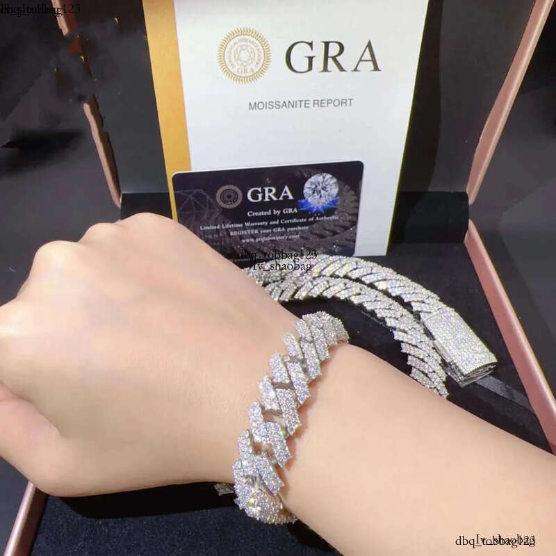 designer moissanite ice out dia 14mm wide GRA gold sterg sier cuban k chain for men fashion necklace with box