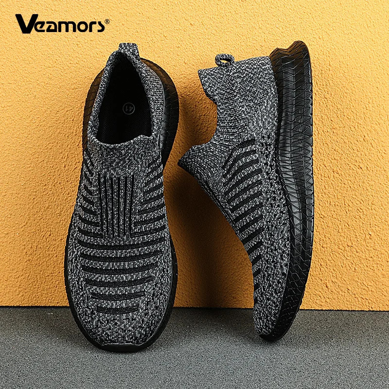 Mens Slipon Mesh Walking Shoes Elastic Soft Casual Sports Shoes Male Breathable Flat Running Jogging Sneakers Size 3846 251013