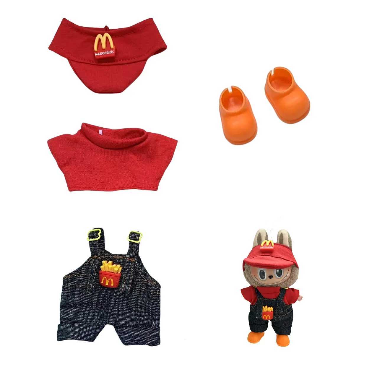 Clothes for Labubu 1517cm Plush doll clothing set lbb hair band tshirt trousers 15cm cotton doll bag dress accessoriesT251018