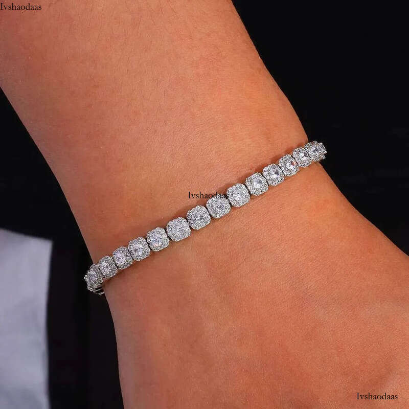 ESKEEM Sterling Sier 5mm Custom VVS Moissanite Dia Cluster Tennis Chain Necklace