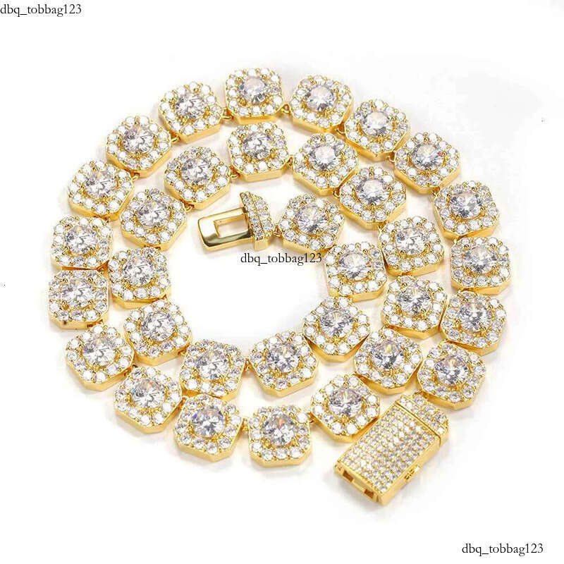 necklace moissanite chain Hip Hop Necklace Gold Plated Jewelry Iced Out Dia Clustered Tennis Chain