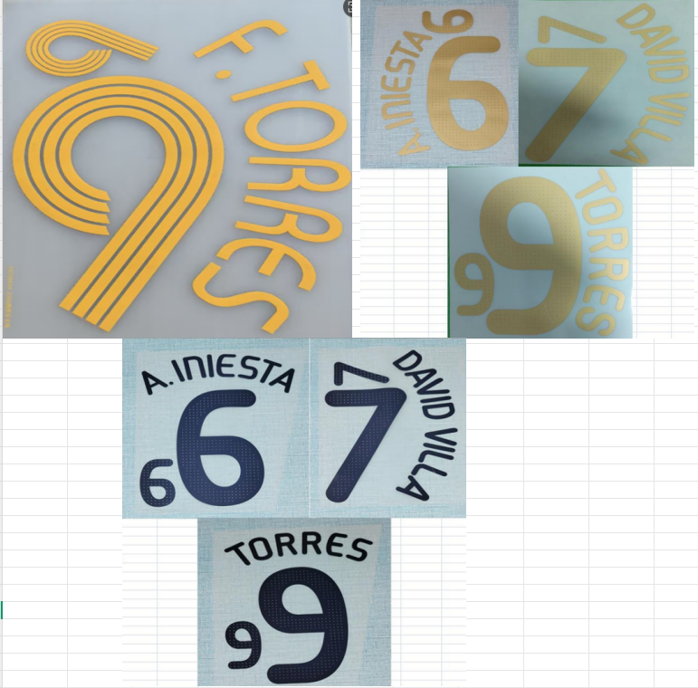 2006 2008 HOME AWAY SPAIN F.TORRES DAVID VILLA A.INIESTA nameset patch