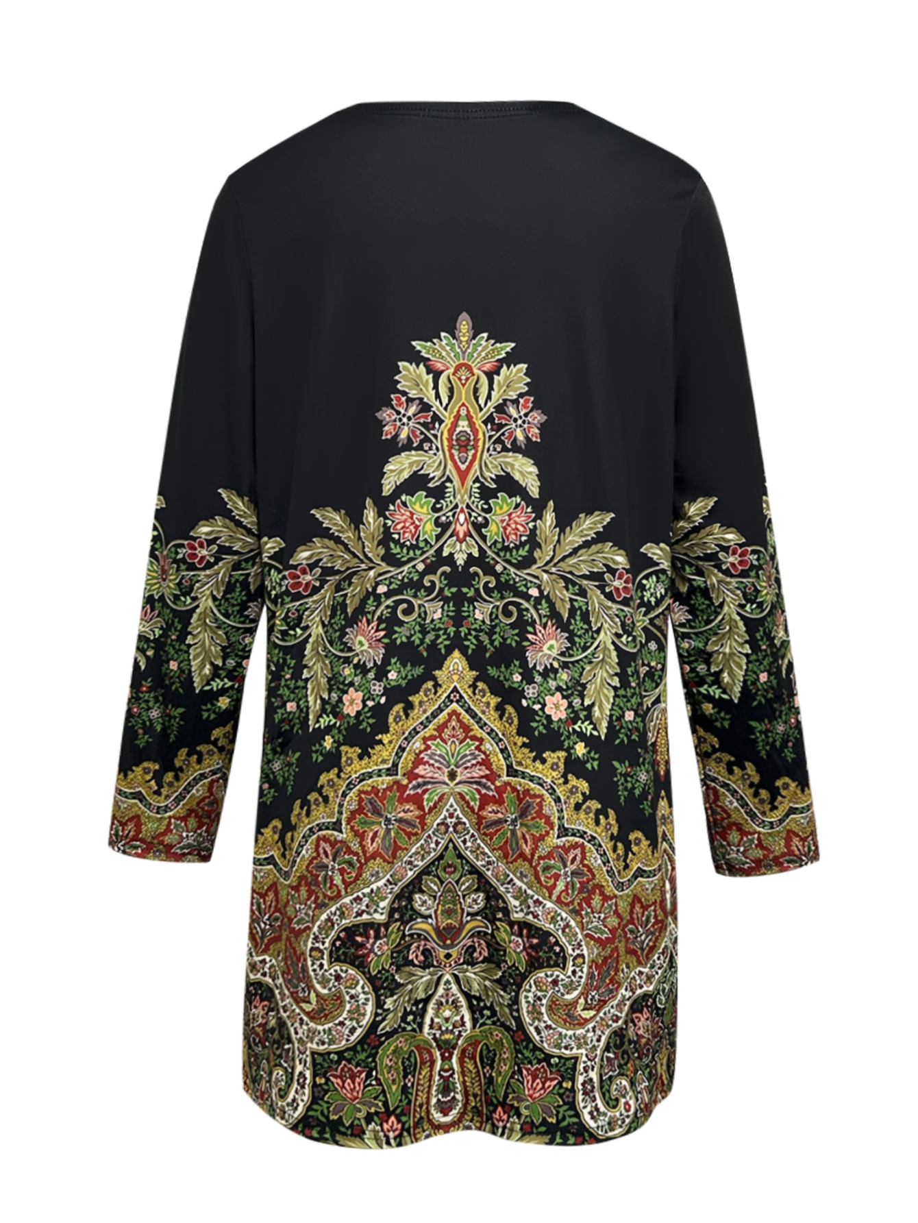 Women's Autumn Winter Ethnic Print Open-Front Cardigan - Versatile Vacation & Office Casual Coat-CF56270