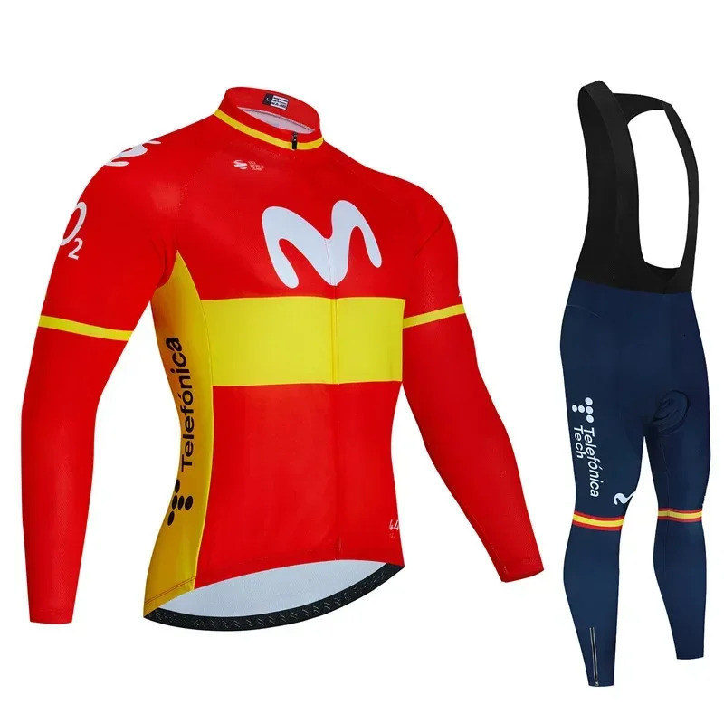 Movistar Autumn Team Breathable Mens Long Sleeve Cycling Jersey Set Spring and Fall Mountian Bicycle Clothes Wear Ropa Ciclismo 251018
