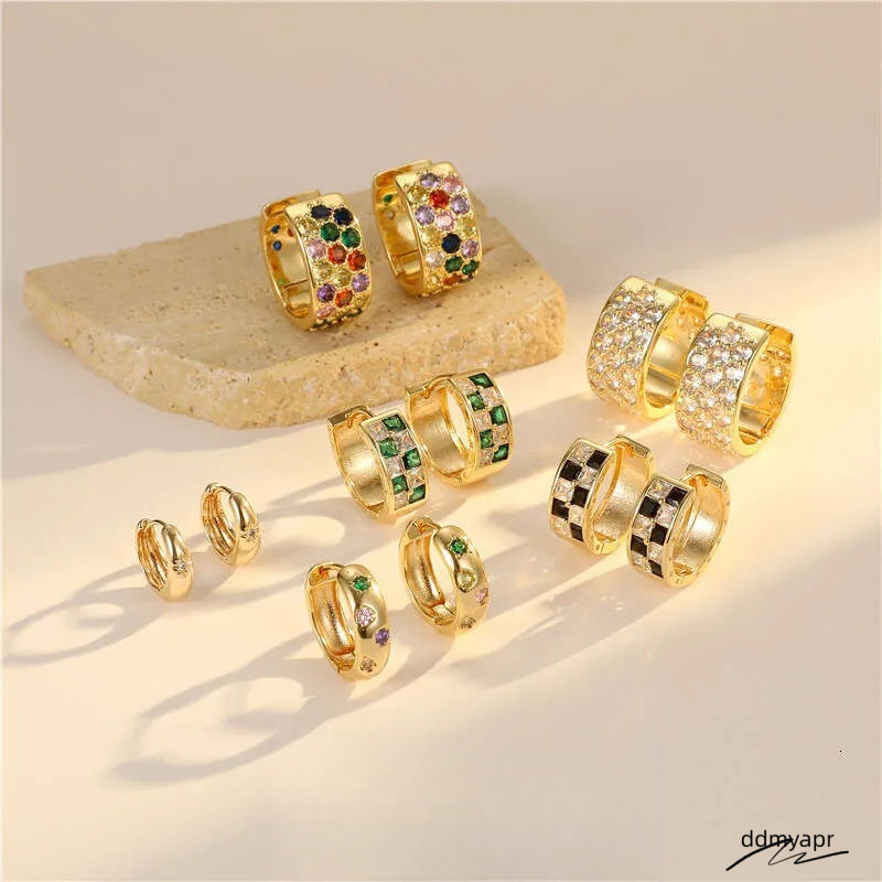 Vintage Style ddmyApr Round Earrings For Women - Inlaid Zircon, Geometric Design, Colorful Accent