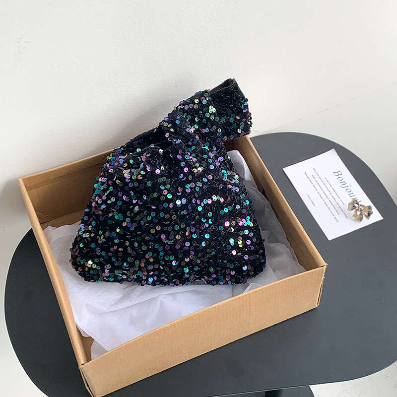 Niche Sequin New Fashion Korean Version Bucket Bag Trendy Silver Bling Handbag For Women B5