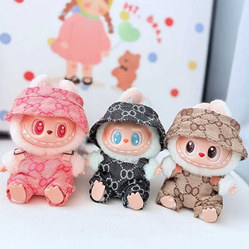 For 17cm Labubu Doll Clothing Luxury Overalls Pants Hat Set Bow Headband Dress V1 V2 V3 Labubu Outfit Set DIY Doll AccessoriesT251018