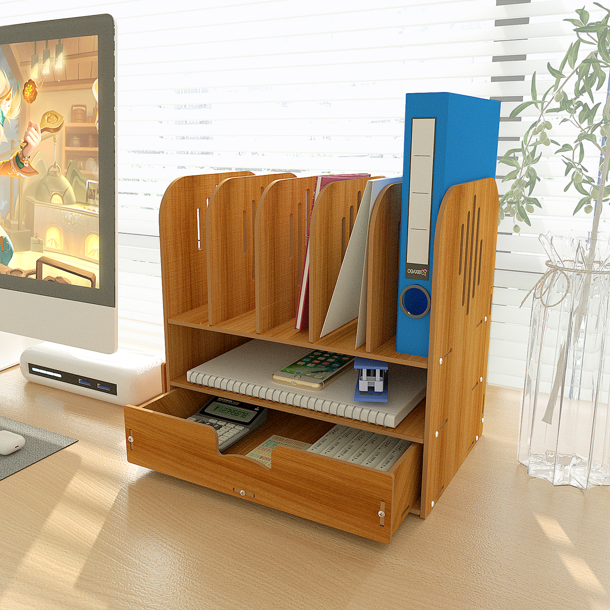 Stackable Multi-Layer Desktop Storage Box for Office Workstation - Drawer-Type File Organizer