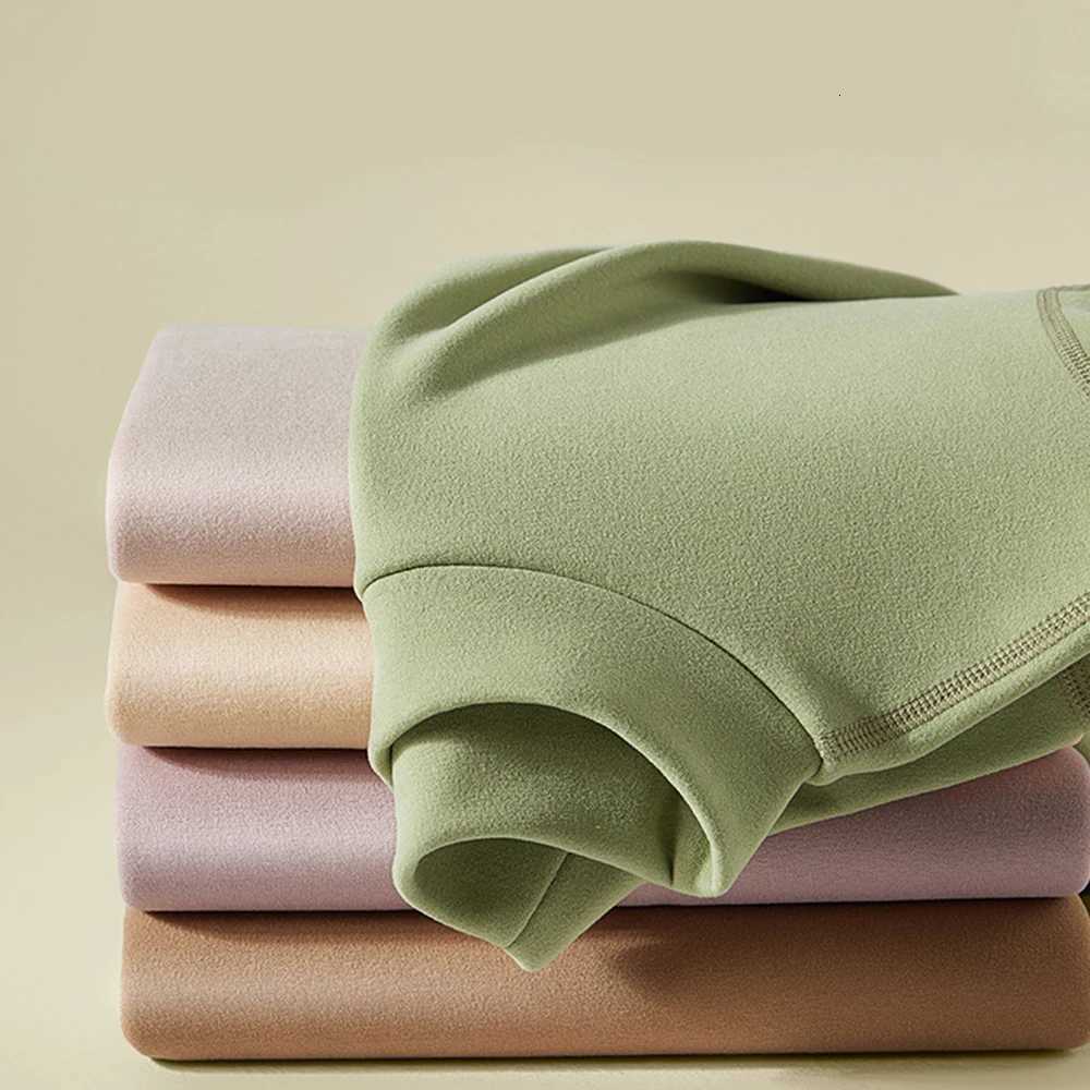Womens Cashmere Silk Thermal Underwear Thermal Tops Warm Pants Thickened Solid color Half turtleneck Long Sleeve Winter Clothes T251018