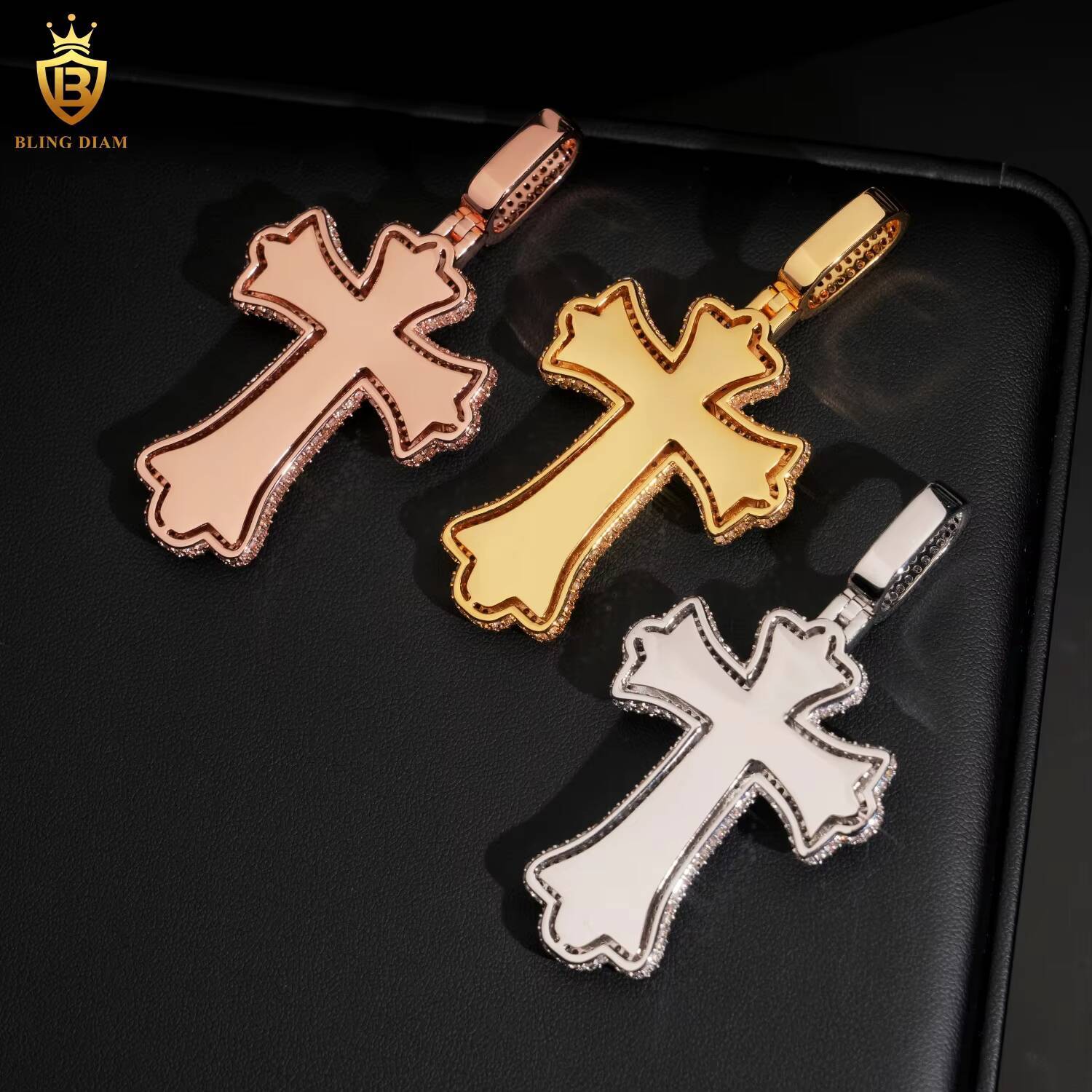 Hot Sale Fashion Cross Iced Out Pendant Necklace for MenWomen Hip Hop Style Moissanite Pendant Moissanite Brass Pendant Fine Jewelry