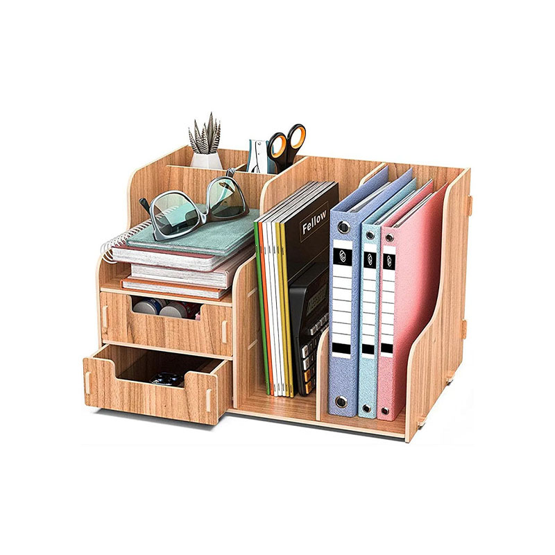Multi-Level Stackable Desk Organizer with Drawers Space-Saving Workspace Solution