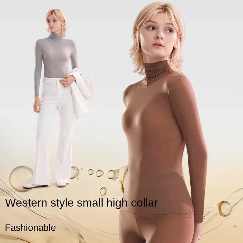 1 set Stacked Collar High Collar Beauty Skin Suit High Elastic Long Sleeve Seamless Thermal Underwear Womens Base Layer sets T251018