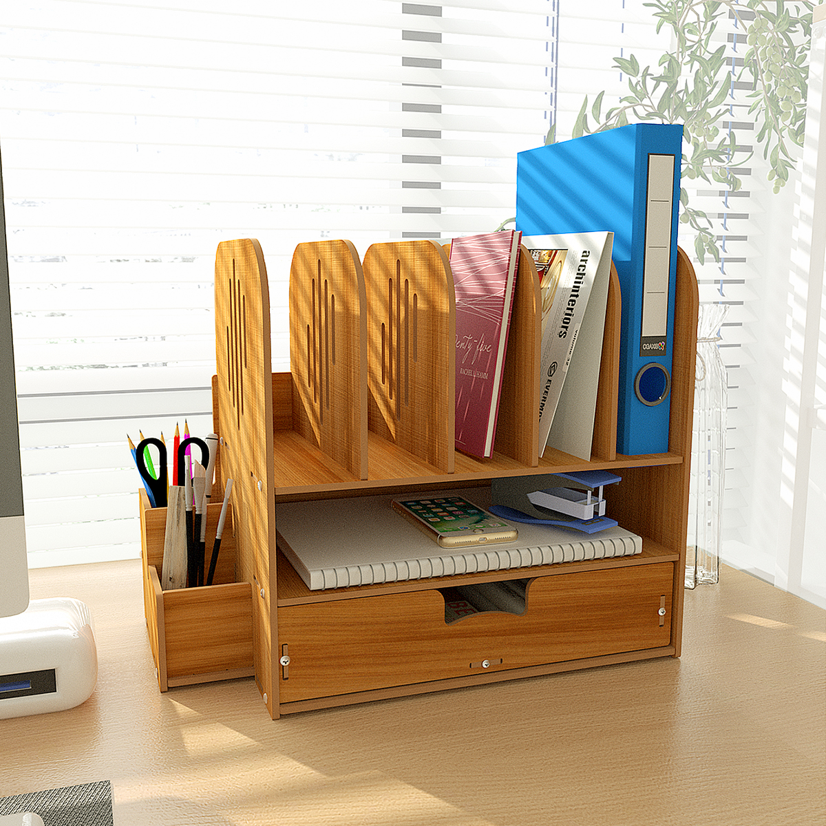 Stackable Multi-Layer Desktop Storage Box for Office Workstation - Drawer-Type File Organizer