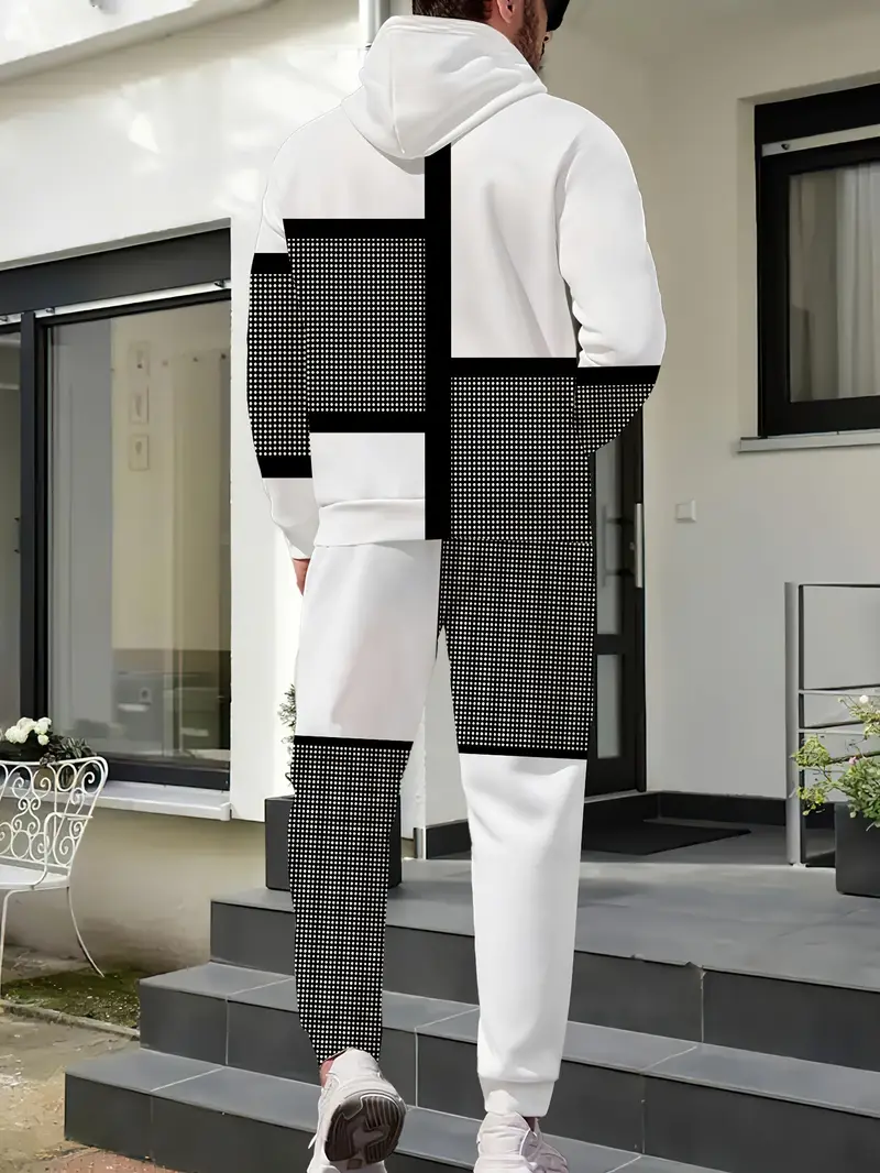 Casual Urban Fashion Pack for Him Stylish Zip-Up Jacket with Detailed Print + Trousers Combo Set2-3-4