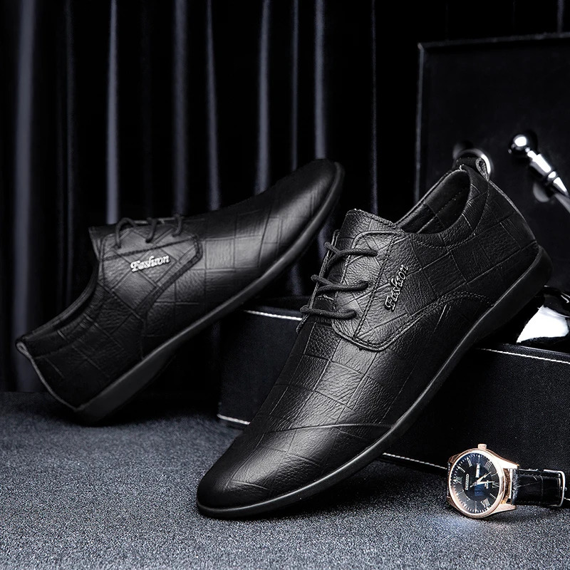 Business Oxford Genuine Leather Shoes Men Breathable Formal Dress Shoes Male Office Wedding Flats Footwear Evening Dress 251013