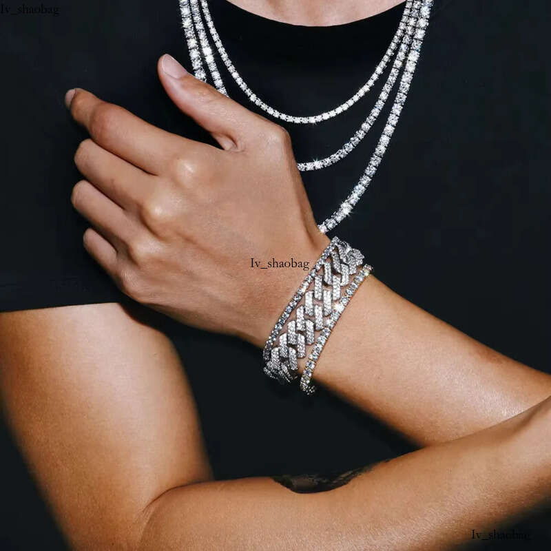 fine jewelry vvs moissanite chain 2mm 3mm 4mm 5mm sterg sier white gold women men gra lab dia tennis bracelet