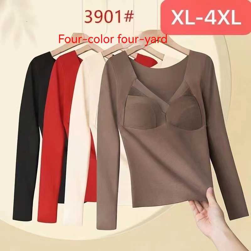 De Rong Thermal Underwear Womens Traceless Chest Pads Thickened and Furnished Heaty Bottom Shirt Long Sleeve Underwear T251018